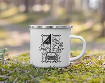 Honda Element Perfect Adventure Enamel Mug - Camping Mountains and Surfing Beaches!