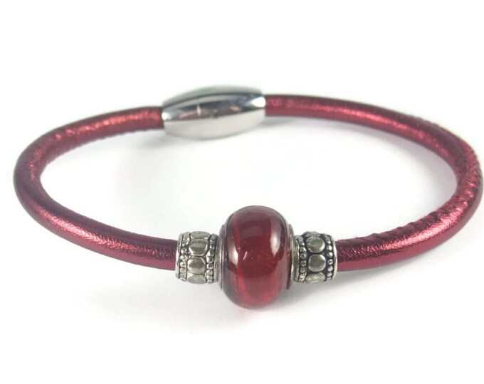 Red Leather Wrap Bracelet Womens Leather Bracelet Womens Etsy