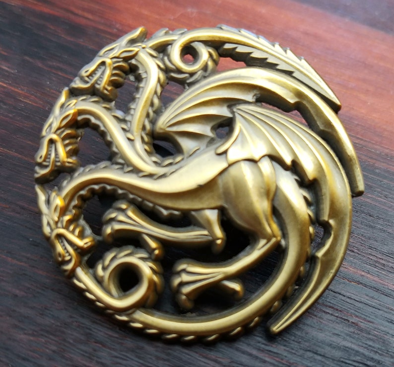 House Targaryen Antique Gold 3D Pin Game of Thrones Etsy