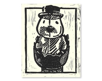 Retrato de pollito con dispensador de huevos PEZ (edición limitada, 8" x 10")