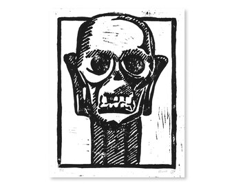 Retrato de calavera de edición limitada de 8" x 10" y dispensador PEZ