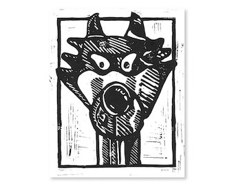 Dispensador PEZ de edición limitada de 8" x 10" con el retrato de Olympic Wolf (Vucko)