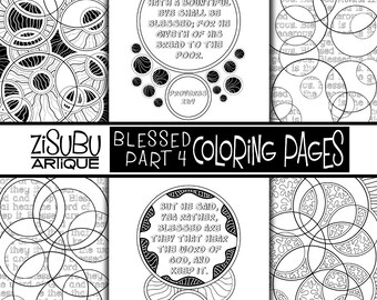 Adult Teen Scripture Coloring - BLESSED Part 4 - Organic Style Illustrations - Circles - Creative Bible Study Tool - Color Journaling