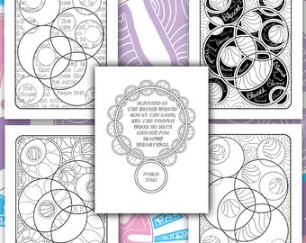 Adult Teen Scripture Coloring - BLESSED Part 1 - Organic Coloring Pages Focused on Blessing Scriptures - Creative Bible Study Tool