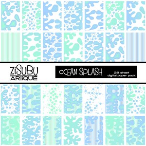 Ocean Blue Sea Green Water Waves and Air Bubbles - Soothing Calming Underwater Printable Paper - Scrapbooking, Handmade Cards, Gift-wrap