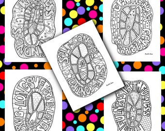 Fruit of the Spirit Coloring Pages - Printable Christian Scripture Coloring Book - Galations 5:22-23 - Bible Study tool for teens and adults