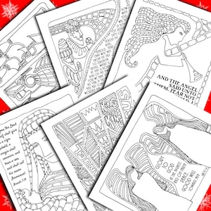 Printable Coloring CHRISTMAS Cards - Bible Scripture Focused Greeting Cards to Color - Wise Men, Angels - Family Friendly Designs