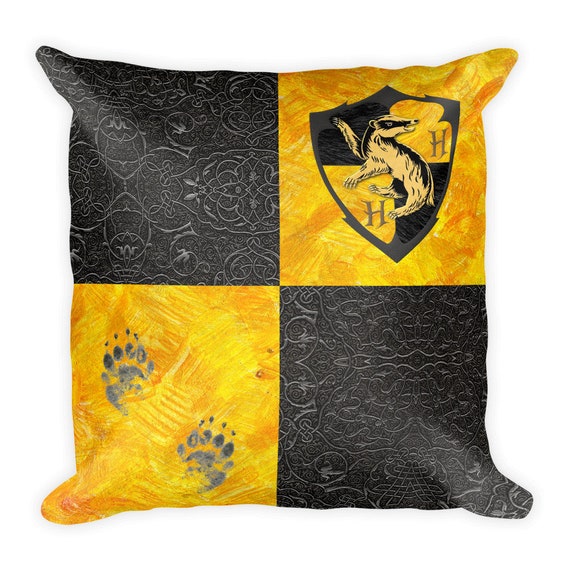 Badger House Square Pillow Yellow Black Hufflepuff pillow | Etsy