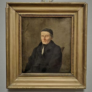 Ancien portrait académique allemand à l'huile, oeuvre d'art originale du XIXe siècle encadrée signée, art mural décoration d'intérieur, oeuvre d'art de collection historique