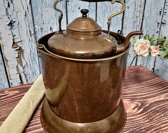 Antique Dutch Tea Stove With Copper Apple Kettle, 19th