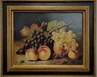 アンティーク オランダ ダーク ムーディ 静物油絵、19 世紀