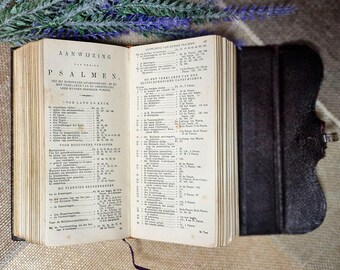 1920年製希少なアンティークオランダ聖書（新約聖書）、革装丁、銀製