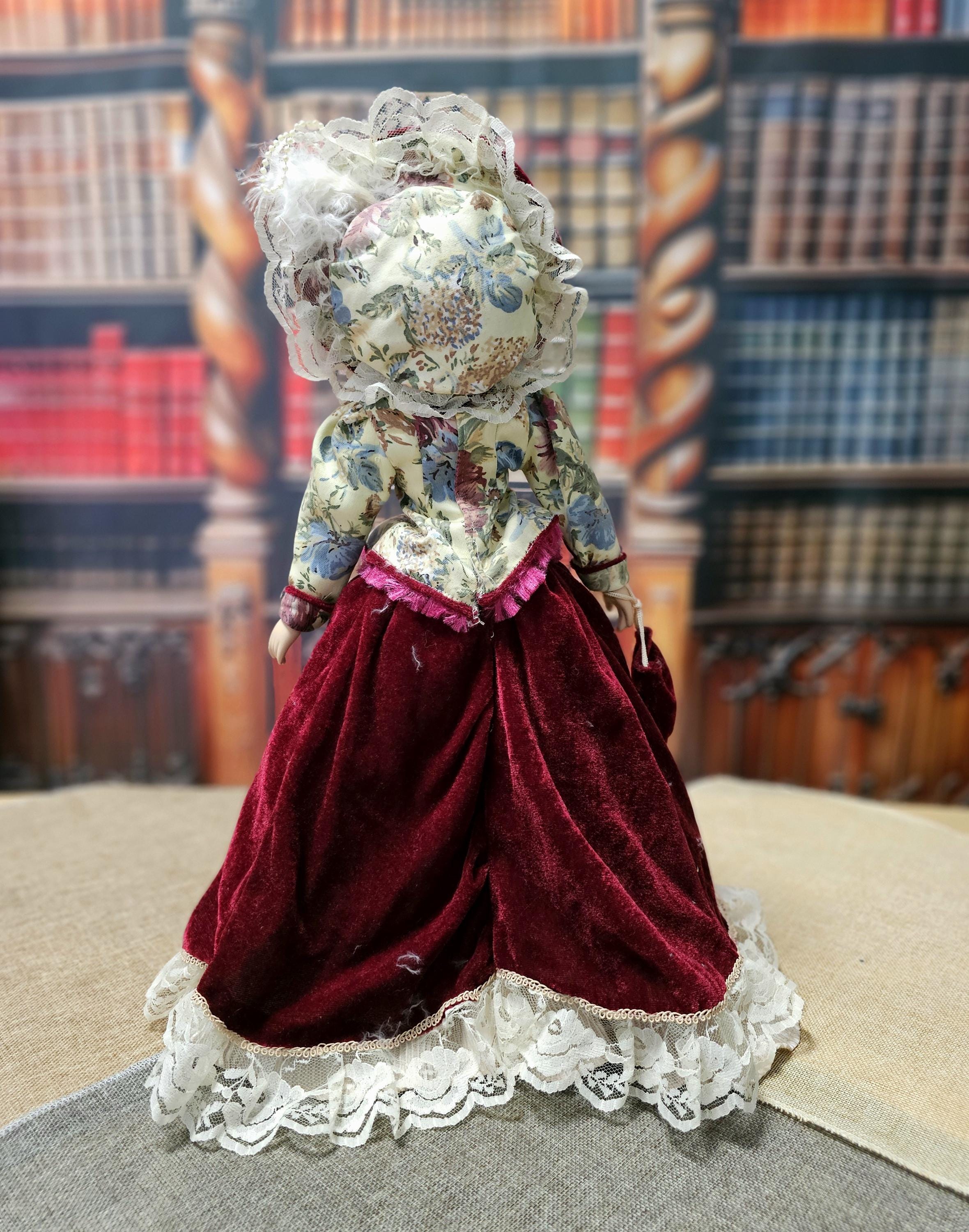Vintage French Porcelain Doll 1980s, Victorian Style