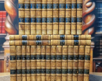 Antique French Book Sets, Leather Bound Volumes, Vintage