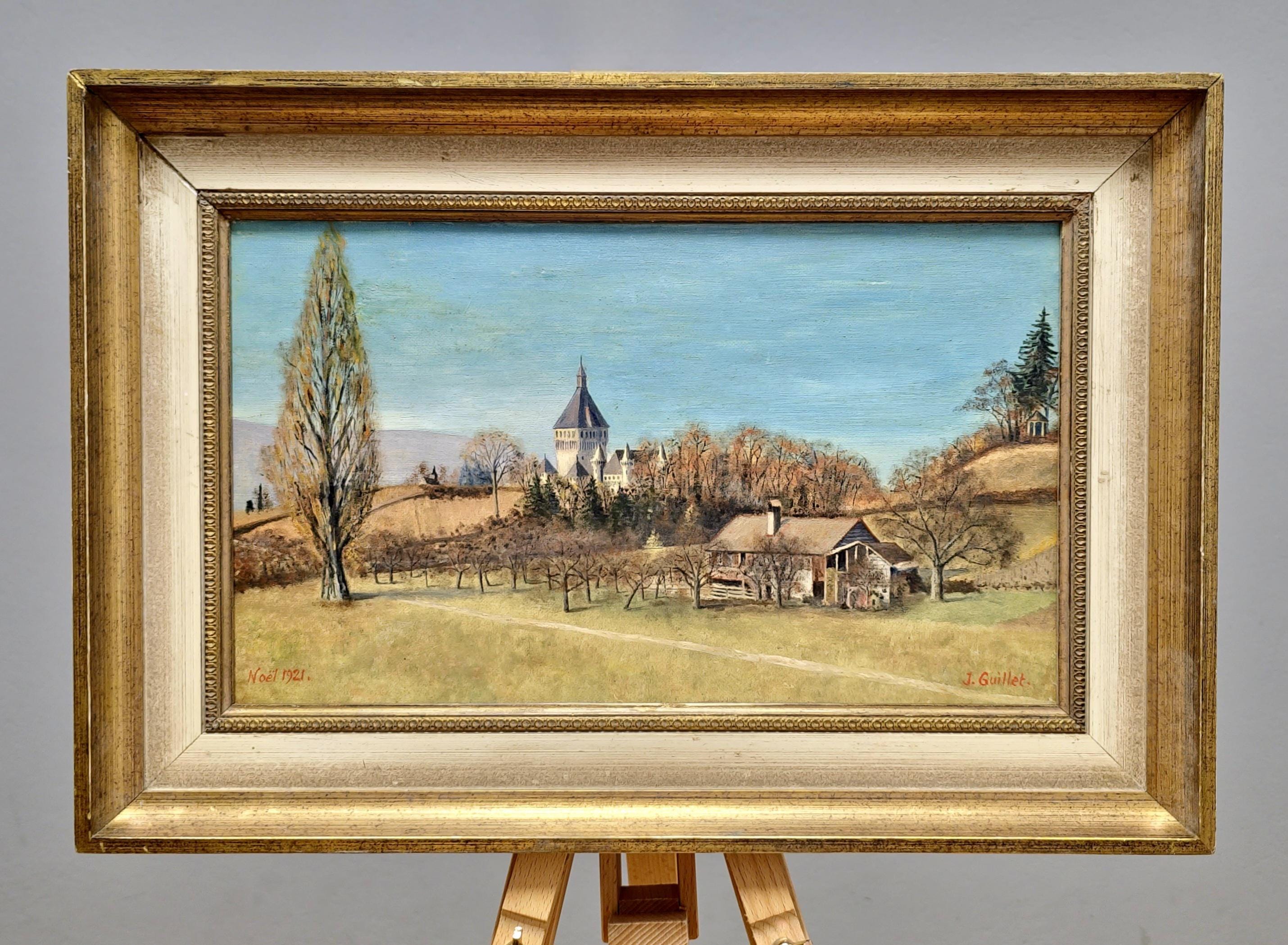 ヴィンテージ スイス風景油絵、額入り農家アート、1920年代 - Etsy 日本