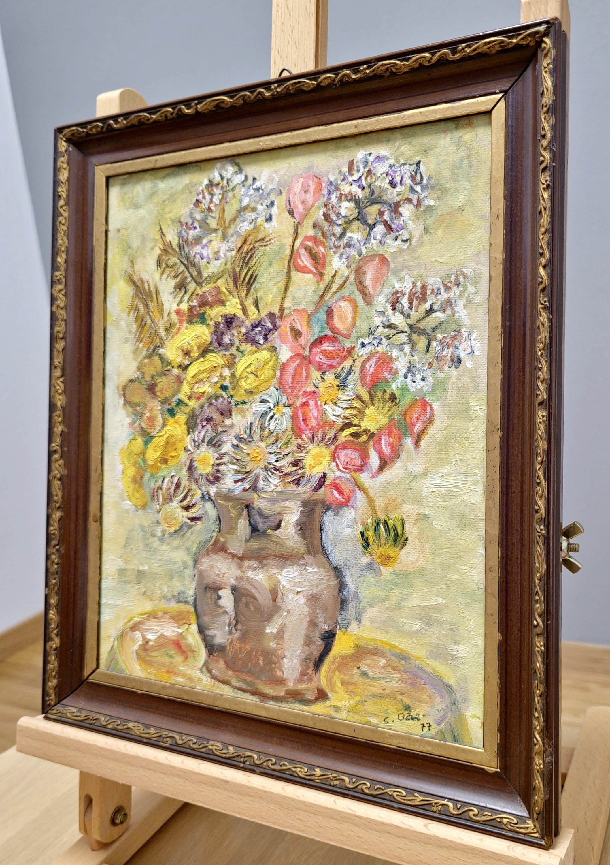 ヴィンテージ印象派風の花の油絵、額装された静物画 - Etsy 日本
