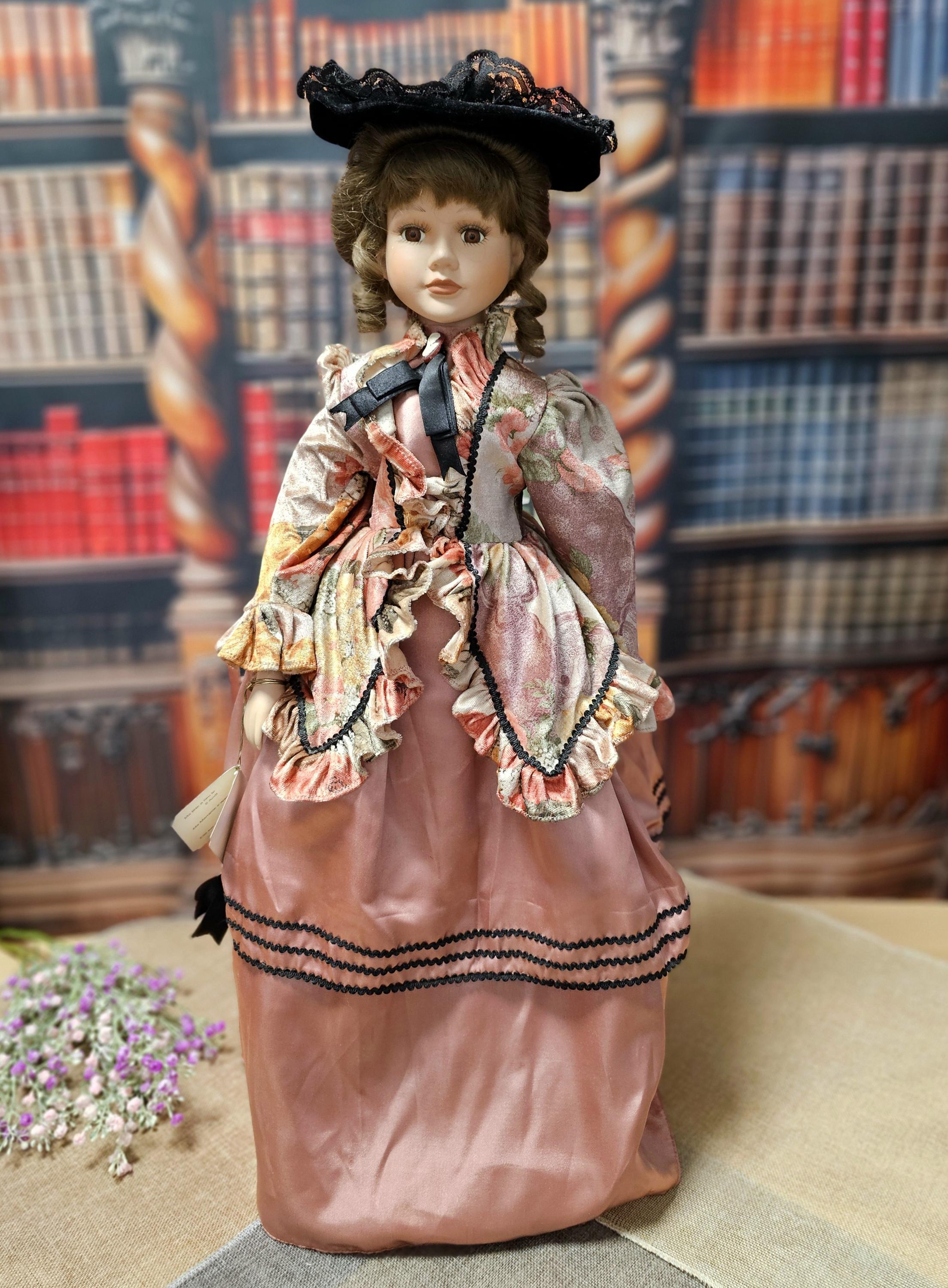 Large Vintage French Porcelain Doll, Victorian Lady Figurine in