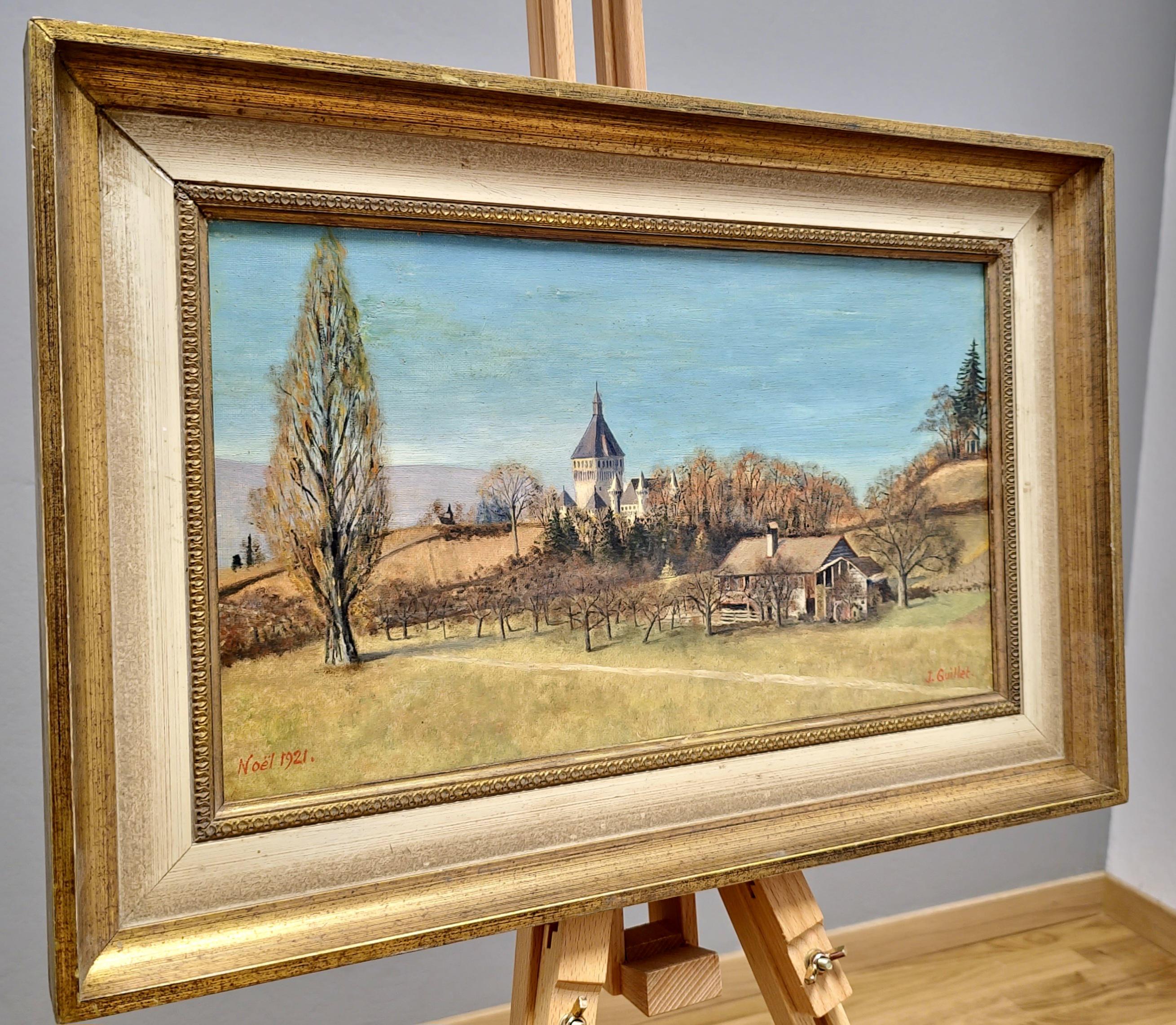 ヴィンテージ スイス風景油絵、額入り農家アート、1920年代 - Etsy 日本
