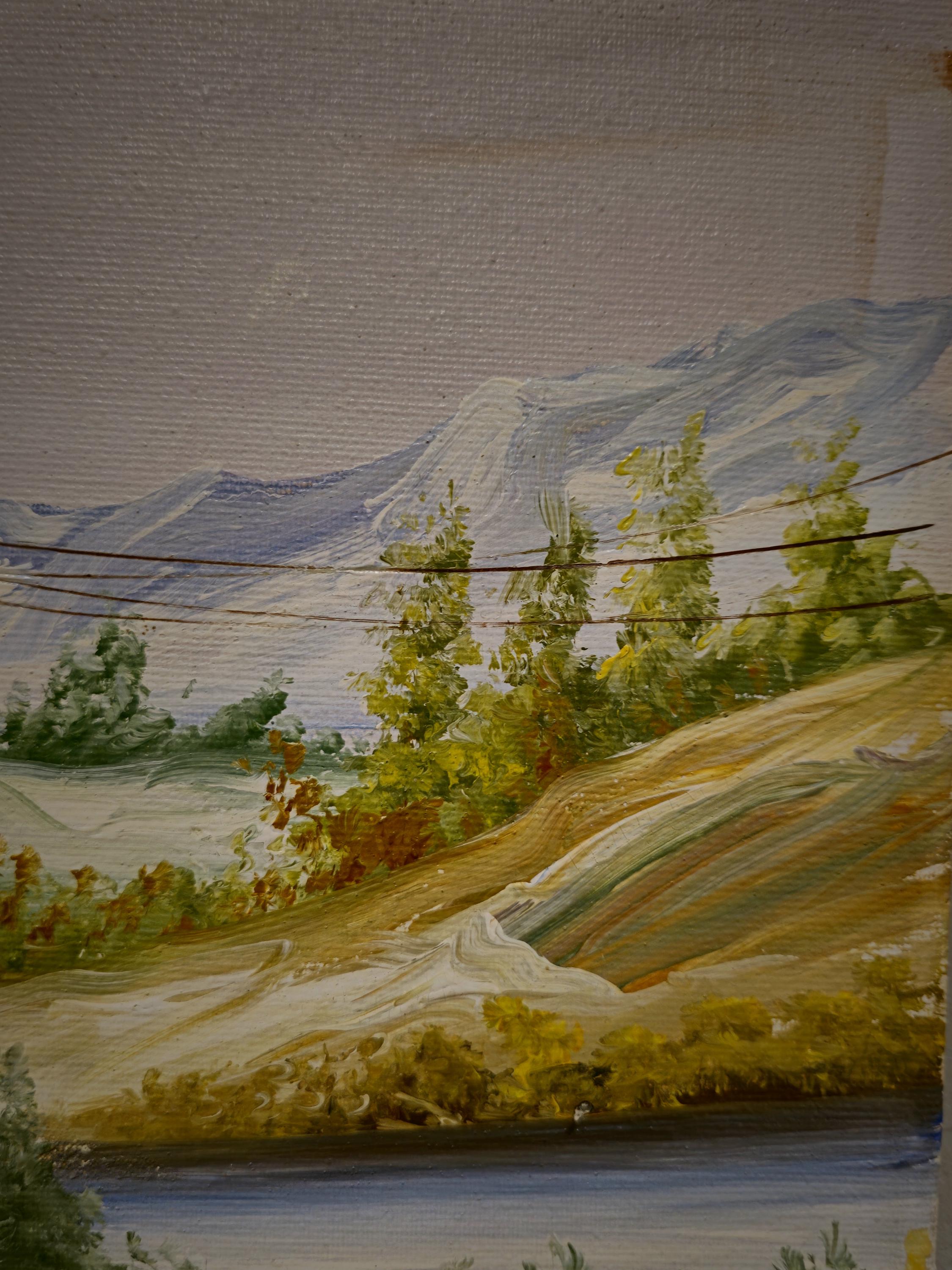 油絵トスカーナ風景 トスカーナの風景油絵 イタリア トスカーナの芸術 厚塗り絵画
