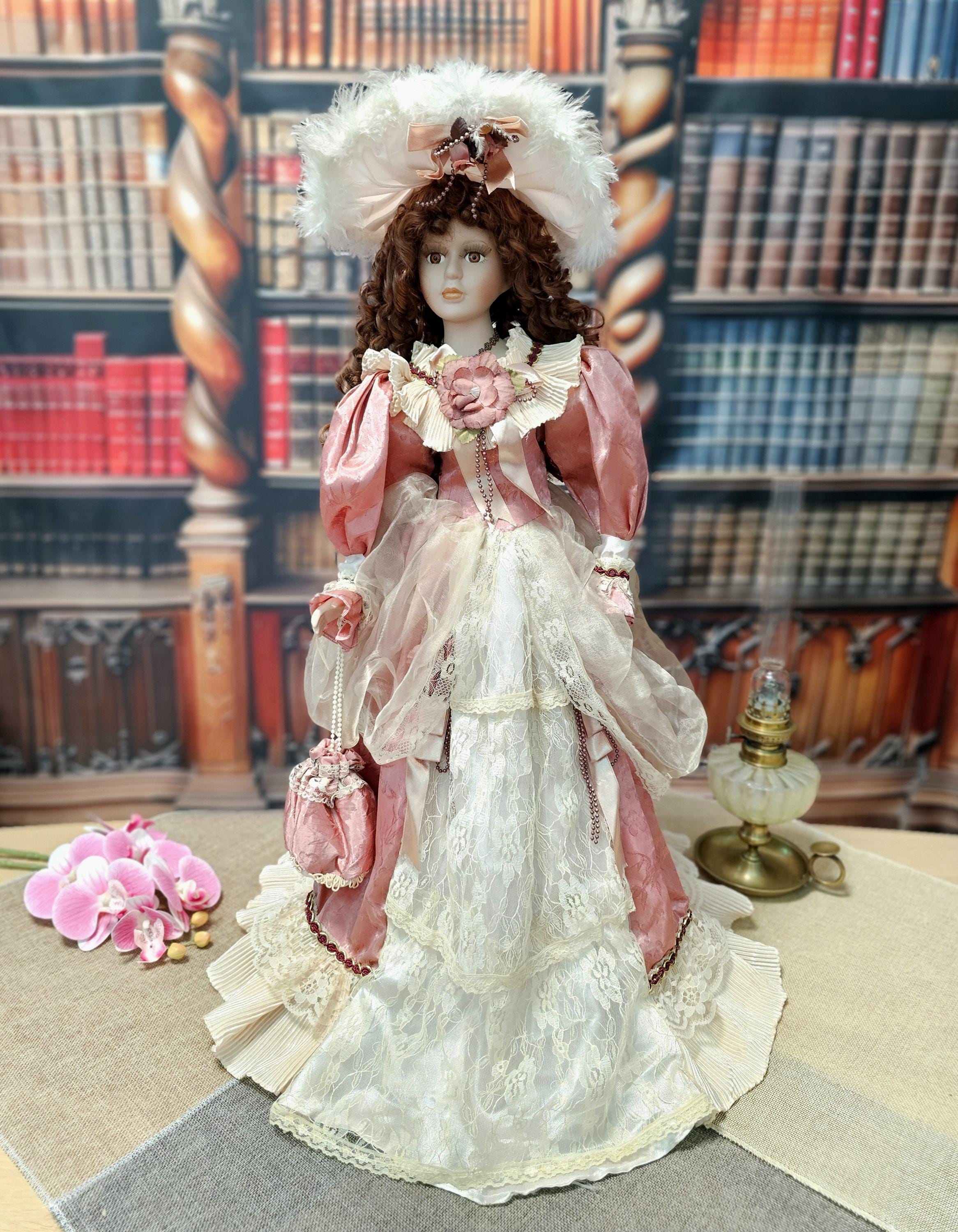 Tall Large French Porcelain Doll, Vintage Victorian Lady Figurine