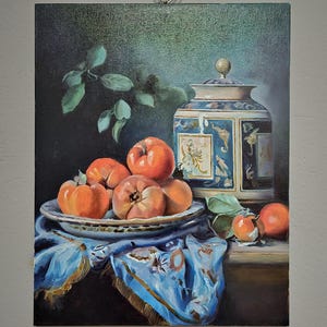 Still Life Oil Painting on Canvas, Realistic Fruit Artwork, Classic Wall Decor for Kitchen, Dining Room, Original Food Painting for Sale