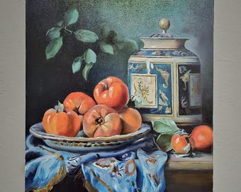 アンティーク オランダ ダーク ムーディ 静物油絵、19 世紀