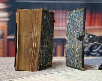 1878年製アンティークオランダ語聖書、革装、銀の鍵付き、旧約聖書と