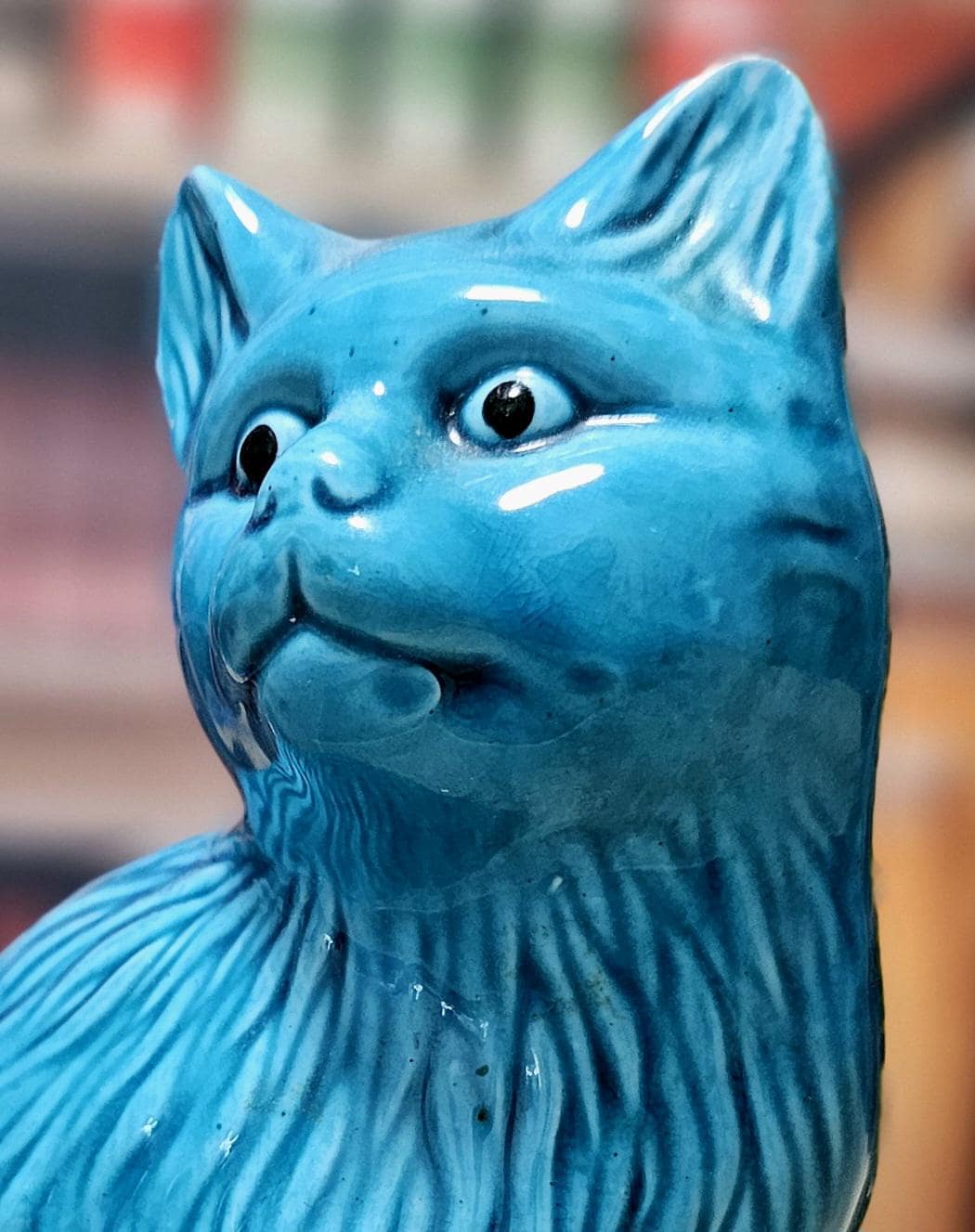 Vintage Turquoise Ceramic Cat Figurine – Mid-century Modern