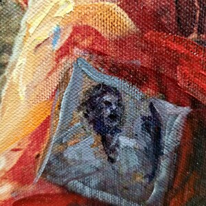 Italian oil painting "Eyes of the Forgotten", a signed piece from 1990 by S. Rodriguez. This realistic portrait is perfect for home decor enthusiasts, adding depth to rustic and classic spaces, and is a beautiful gift idea for special occasions