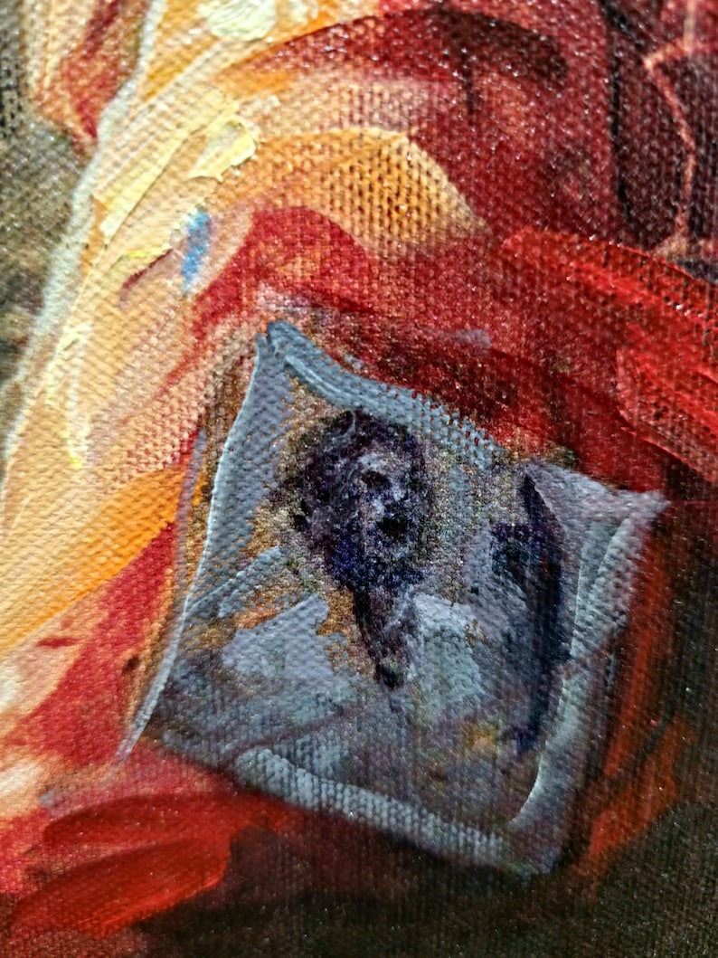 Italian oil painting "Eyes of the Forgotten", a signed piece from 1990 by S. Rodriguez. This realistic portrait is perfect for home decor enthusiasts, adding depth to rustic and classic spaces, and is a beautiful gift idea for special occasions