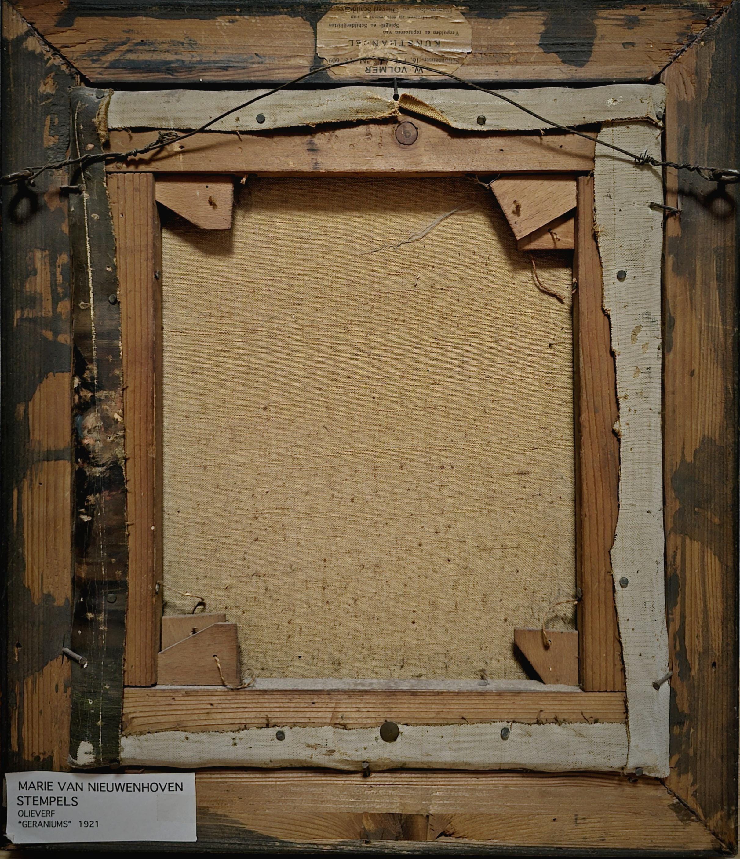 アンティークオランダ花絵画、キャンバスに描かれたオリジナルの