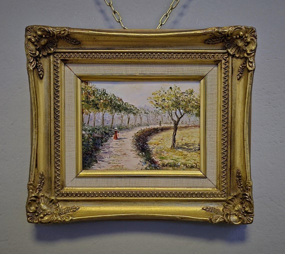 ヴィンテージ フランス プロヴァンス 油絵、サイン入り風景画