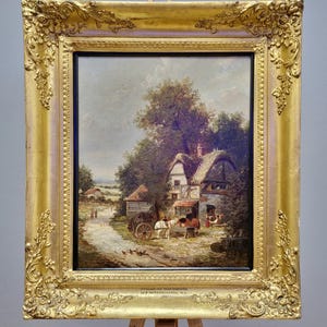 アンティーク油絵、ロマンチックな風景画、19世紀イギリス美術、収集