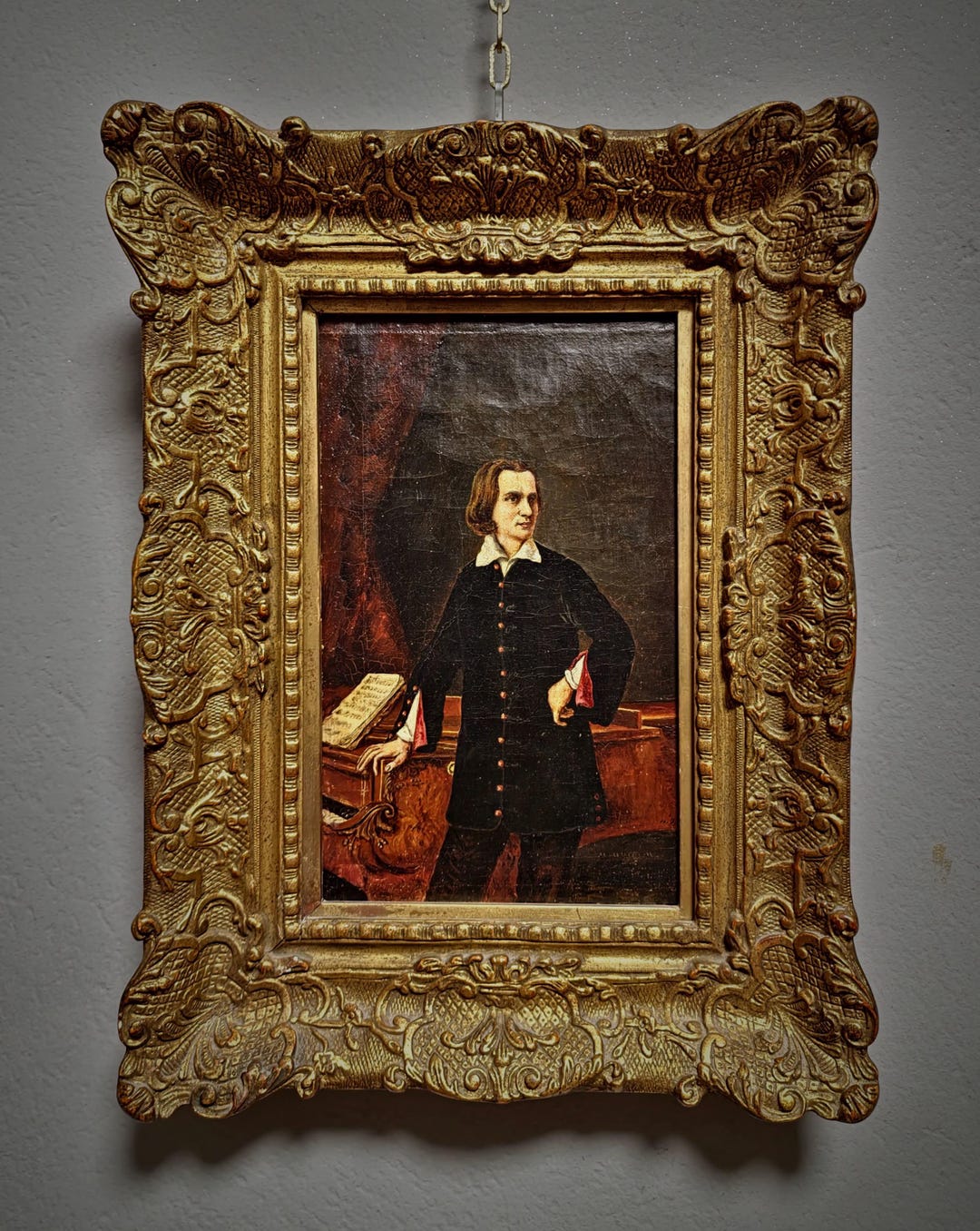 Antique Portrait Oil Painting, Romantic Male Figure, 19th Century ...