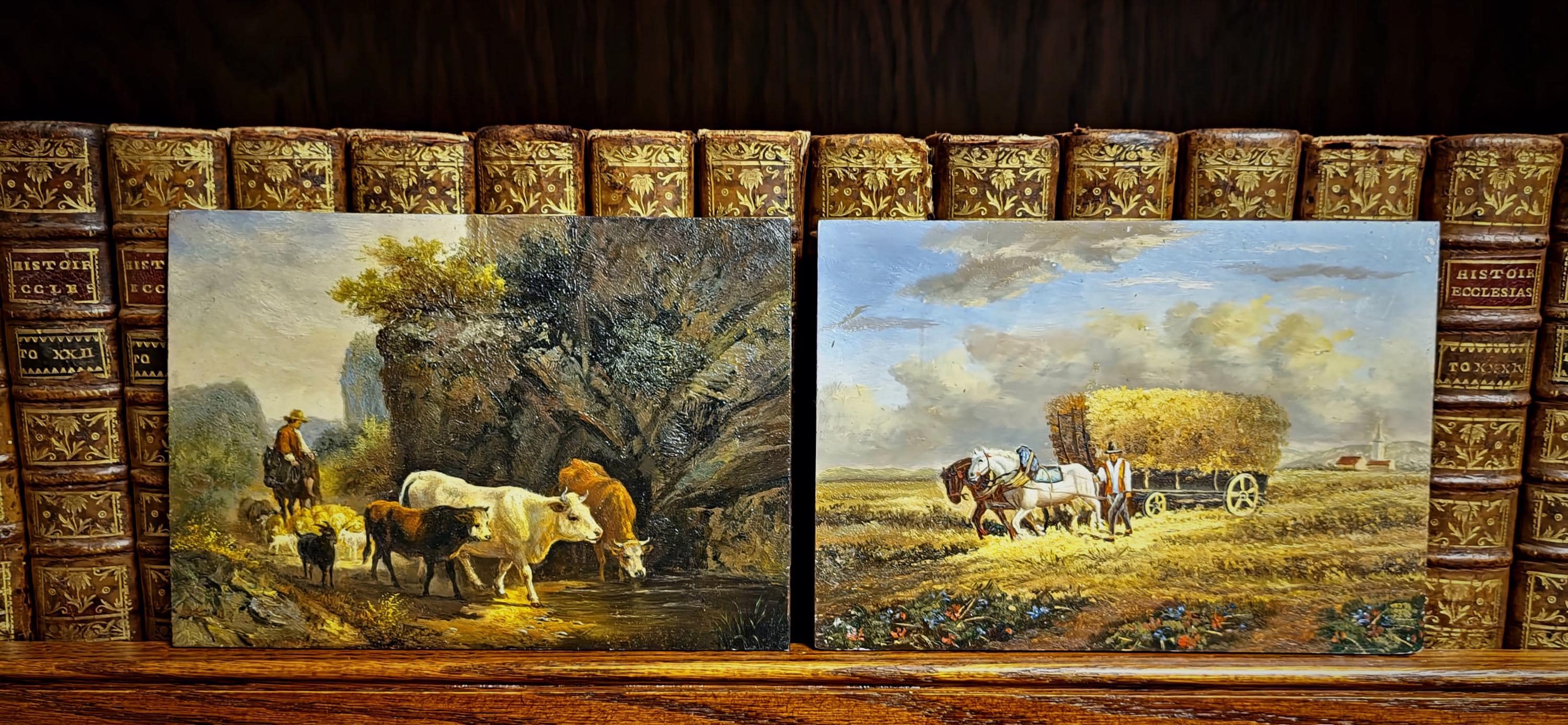 Small Vintage French Still Life and Landscape Oil Painting, Dutch