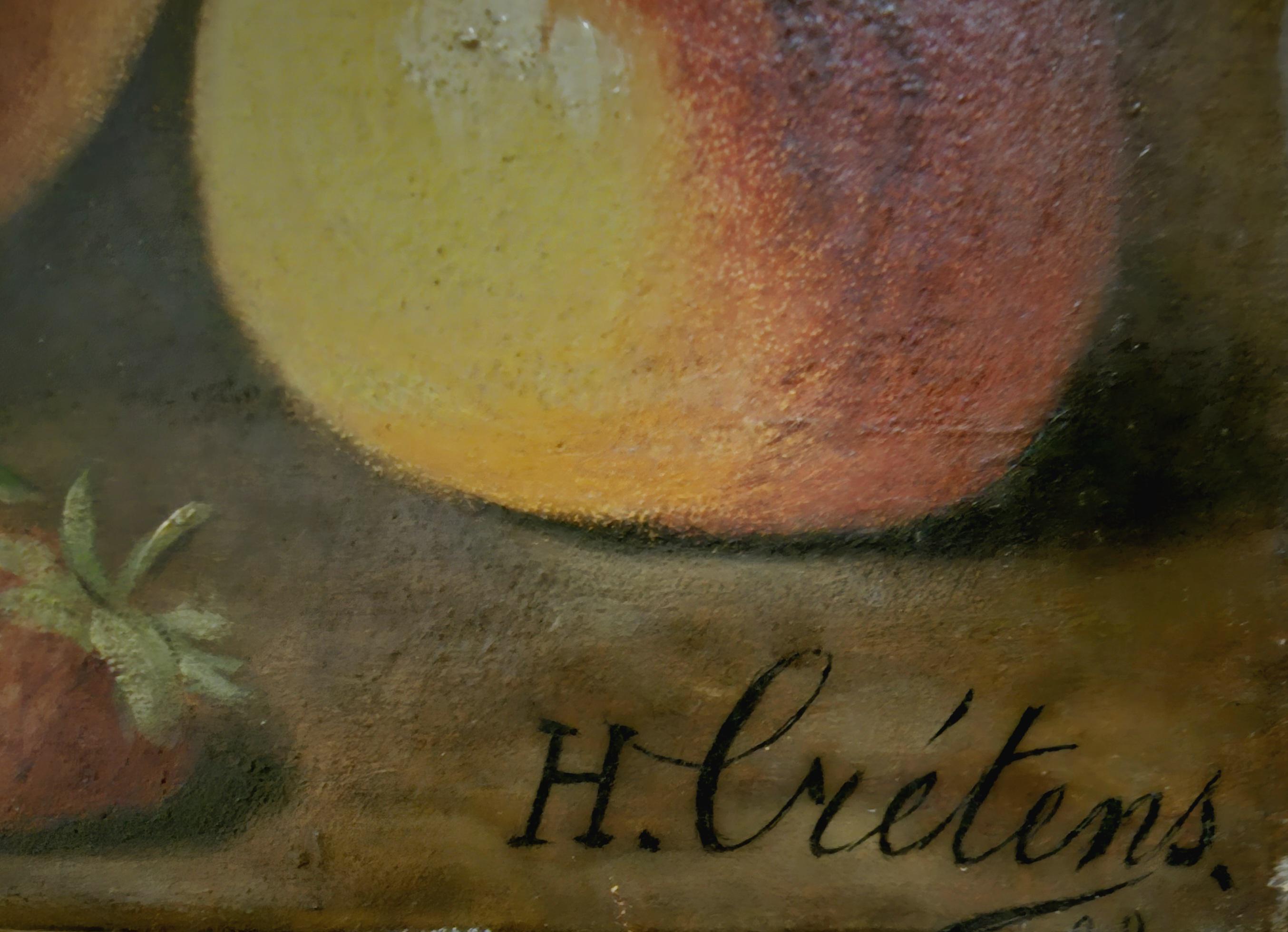 アンティーク　絵　水彩画　果物　antique フランス Antique French Still Life Oil Painting Signed Classic Fruit