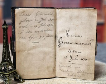 1901年製 希少なアンティークオランダ語聖書、革装、銀錠、旧約聖書と