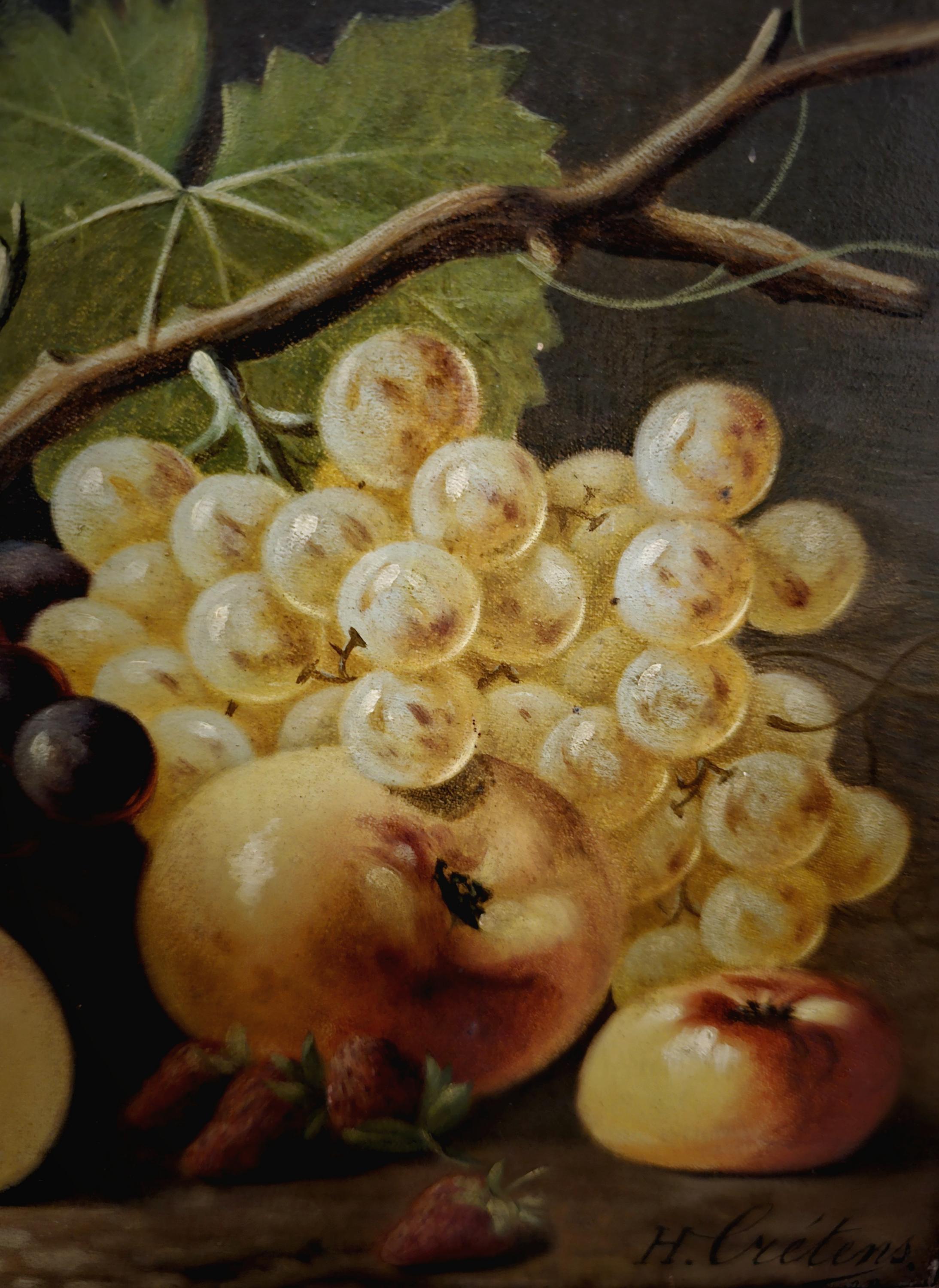 アンティーク　絵　水彩画　果物　antique フランス Antique French Still Life Oil Painting Signed Classic Fruit