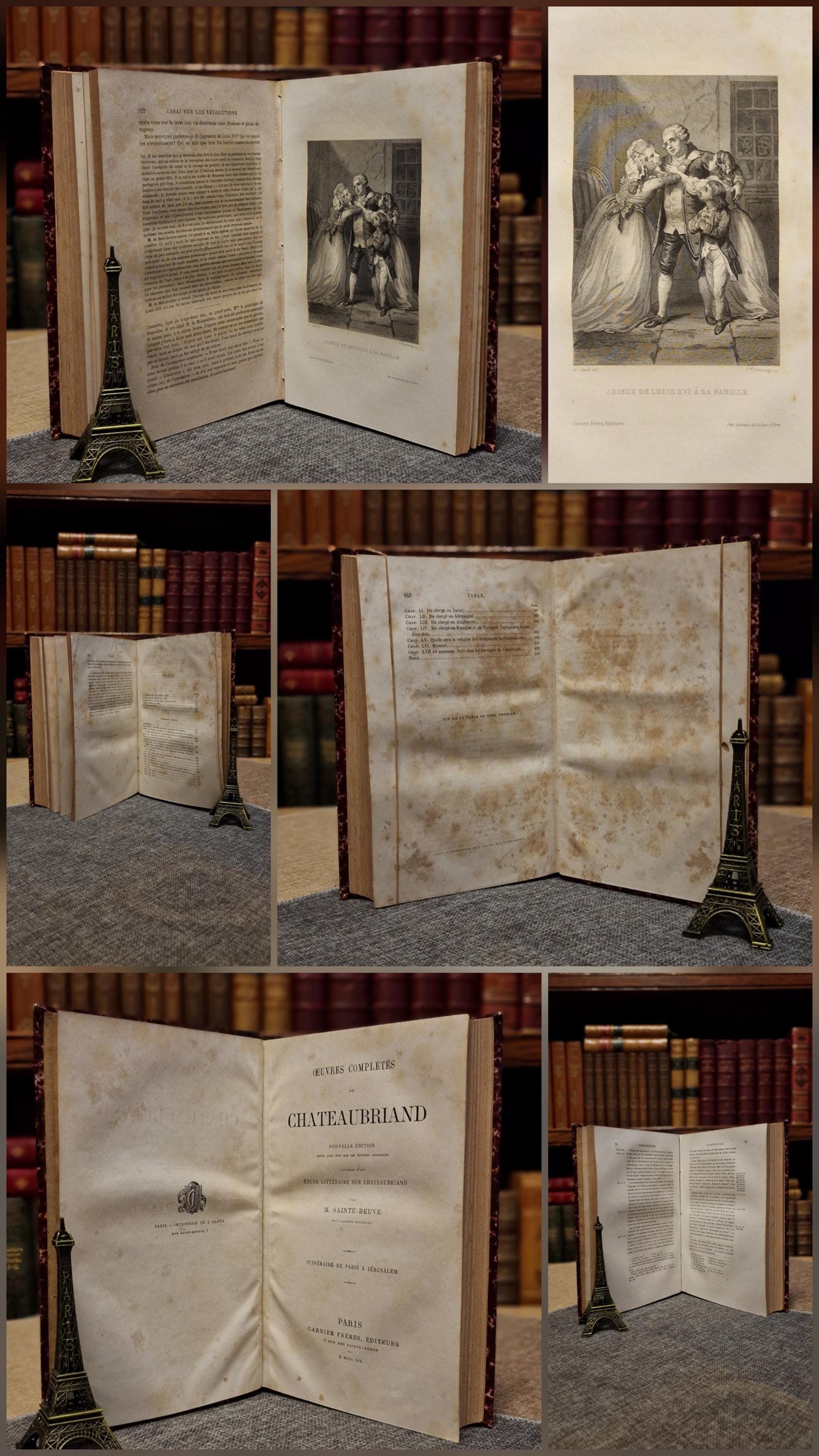1860年製アンティークフランス製革装丁本セット、全12巻、挿絵入り、19