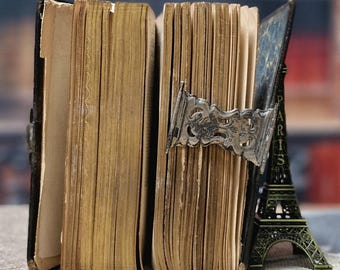 1878年製アンティークオランダ語聖書、革装、銀の鍵付き、旧約聖書と