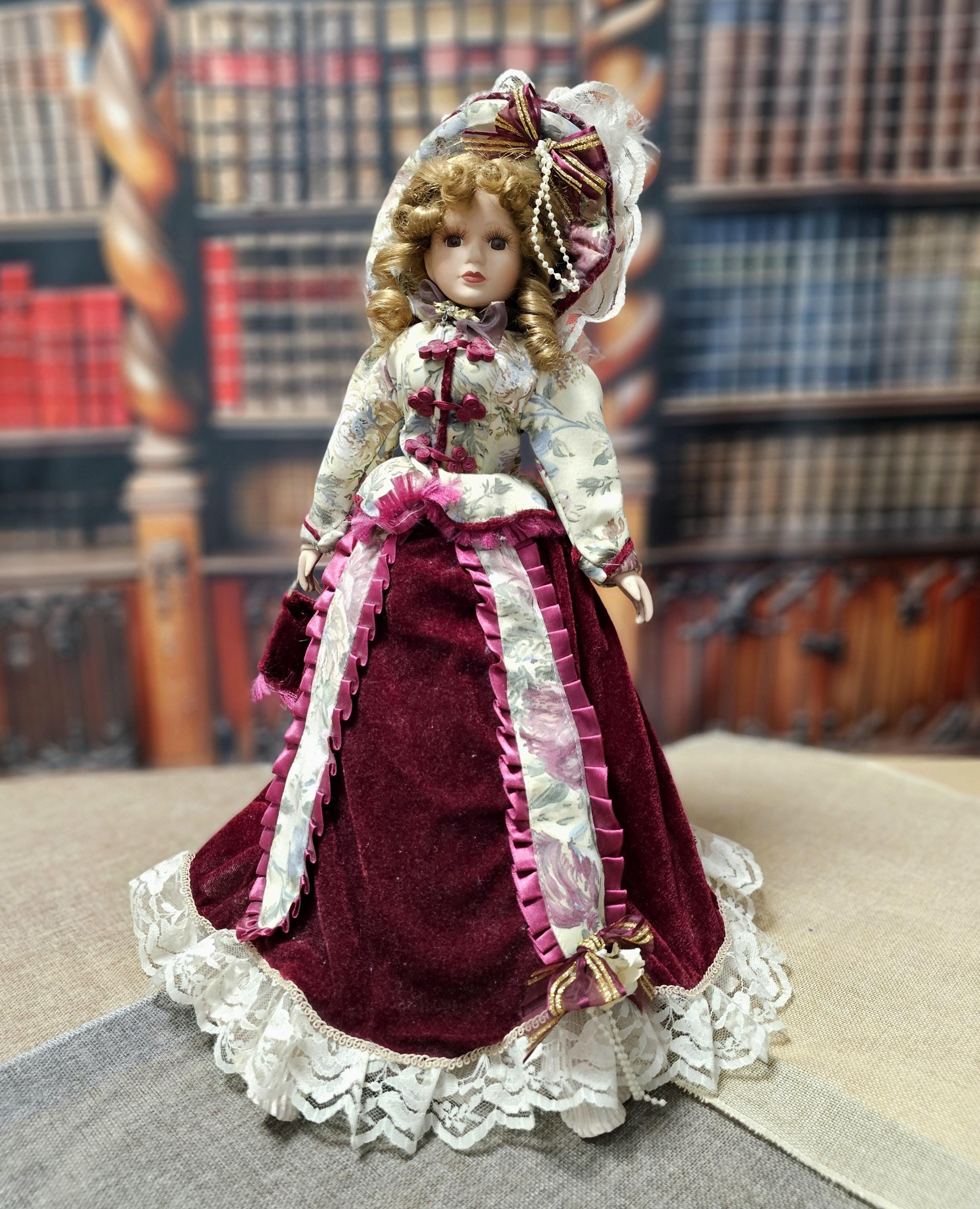 Vintage French Porcelain Doll 1980s, Victorian Style