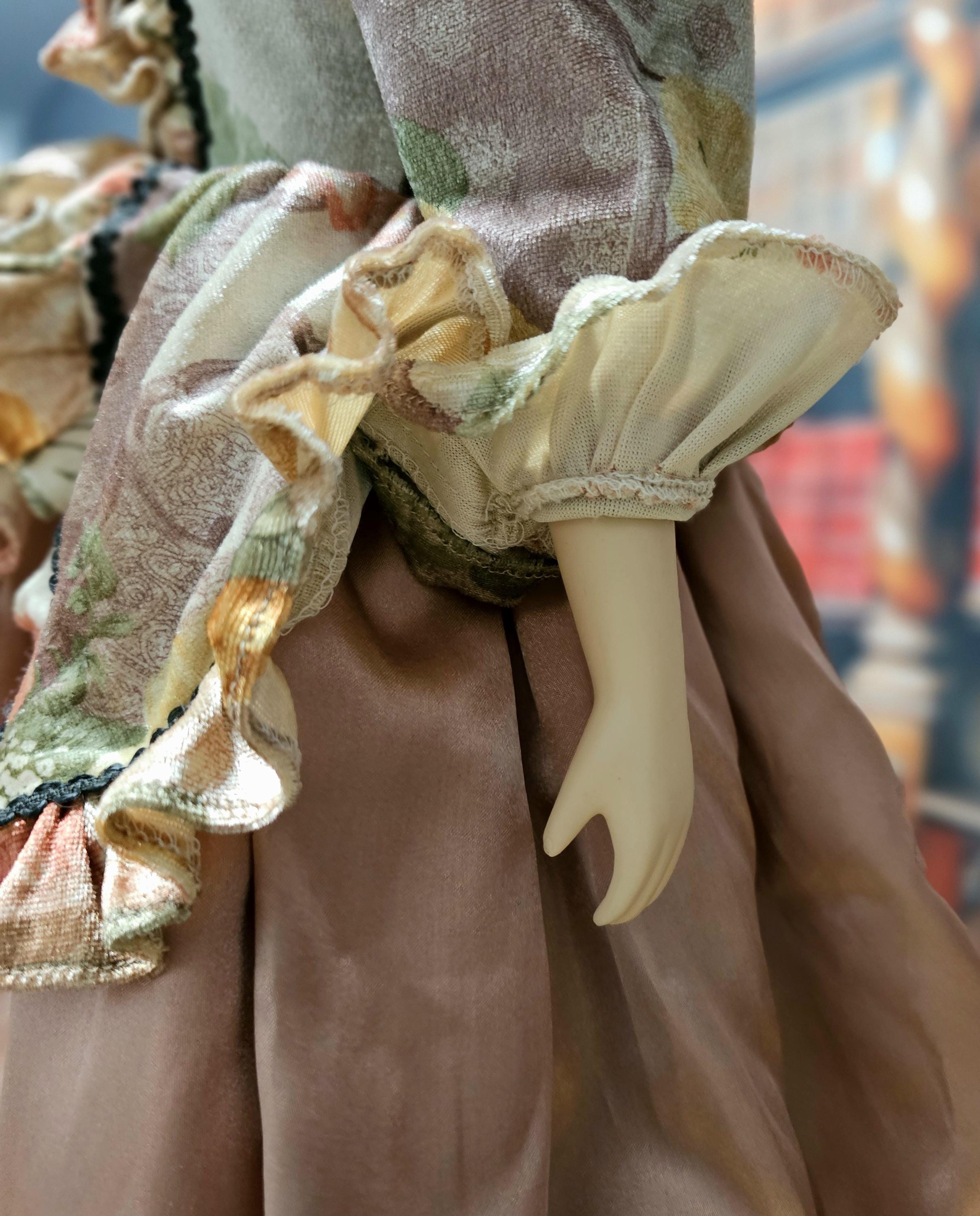 Large Vintage French Porcelain Doll, Victorian Lady Figurine in