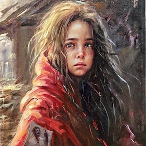 Eyes of the Forgotten vintage Italian oil painting from 1990 by S Rodriguez This signed portrait captures a realistic, emotional gaze, making it a perfect choice for rustic wall decor and an elegant gift for birthdays, anniversaries, or housewarmings