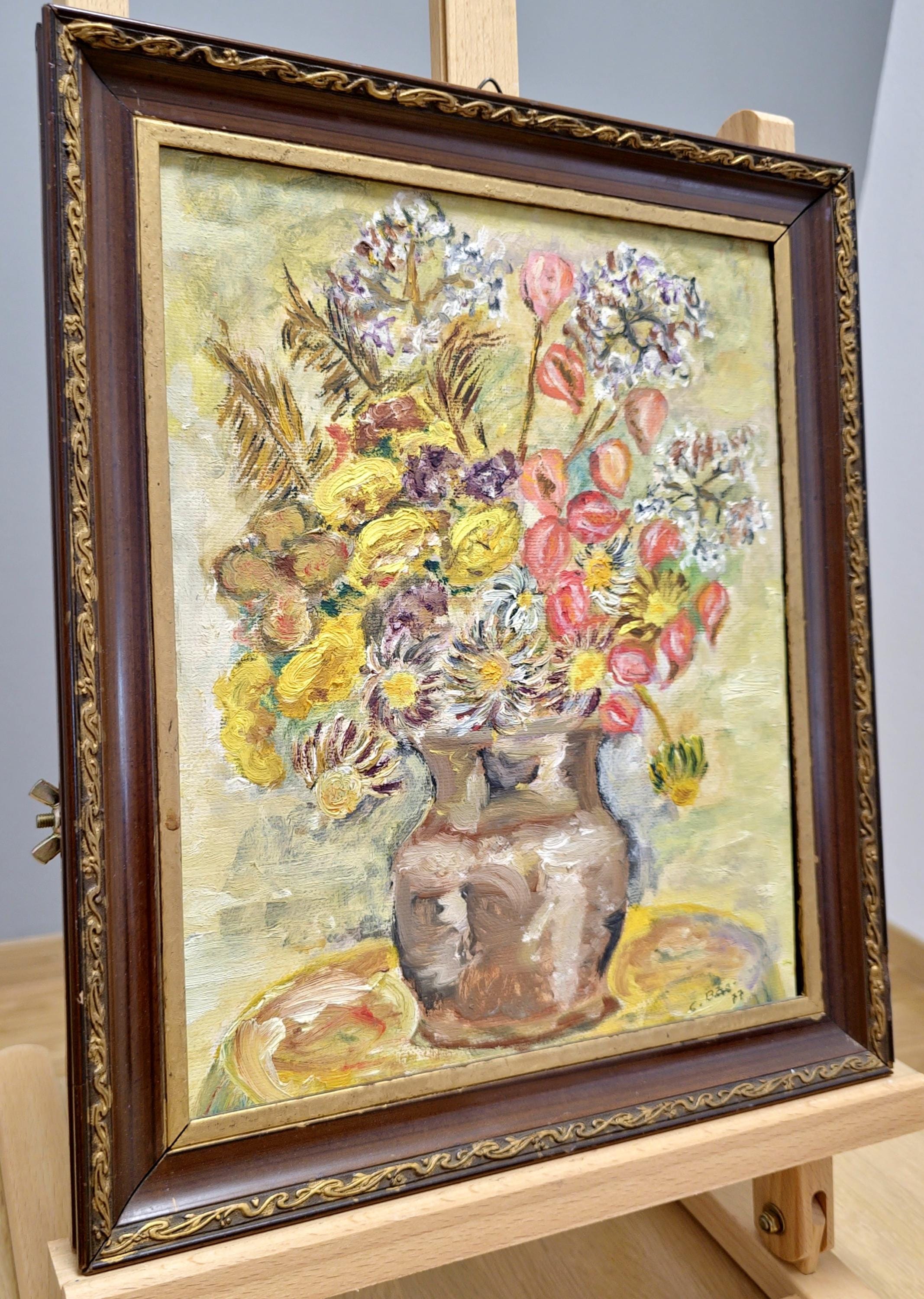 ヴィンテージ印象派風の花の油絵、額装された静物画 - Etsy 日本