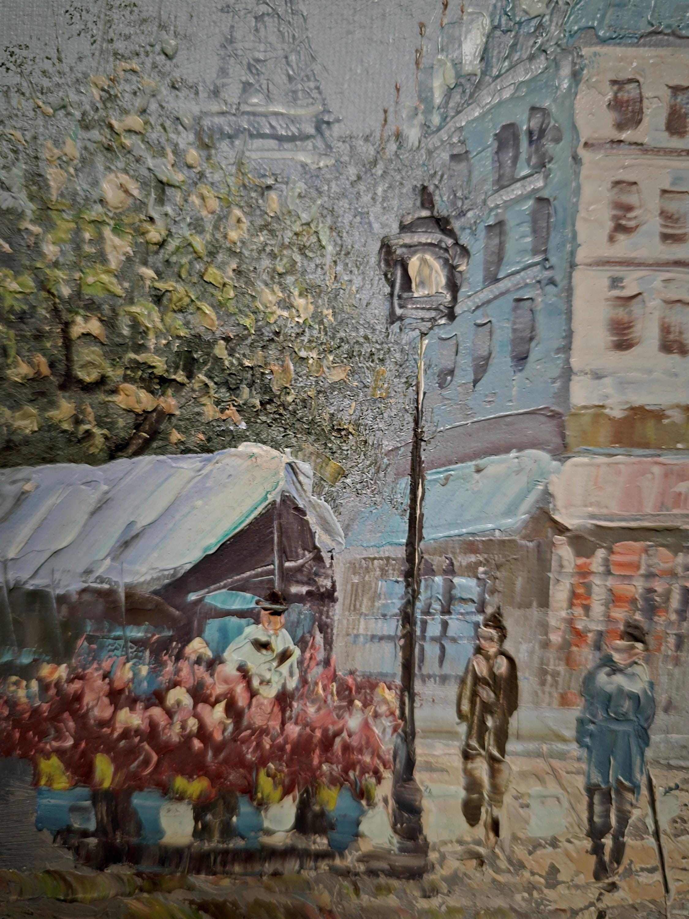 Antique French Impressionist Oil Painting, Signed Paris Street