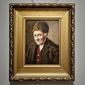 Antique German Portrait Oil Painting on Canvas, Original Signed Artwork, Gold Framed Wall Art, Home Decor Wall Art, Collectible Fine Art