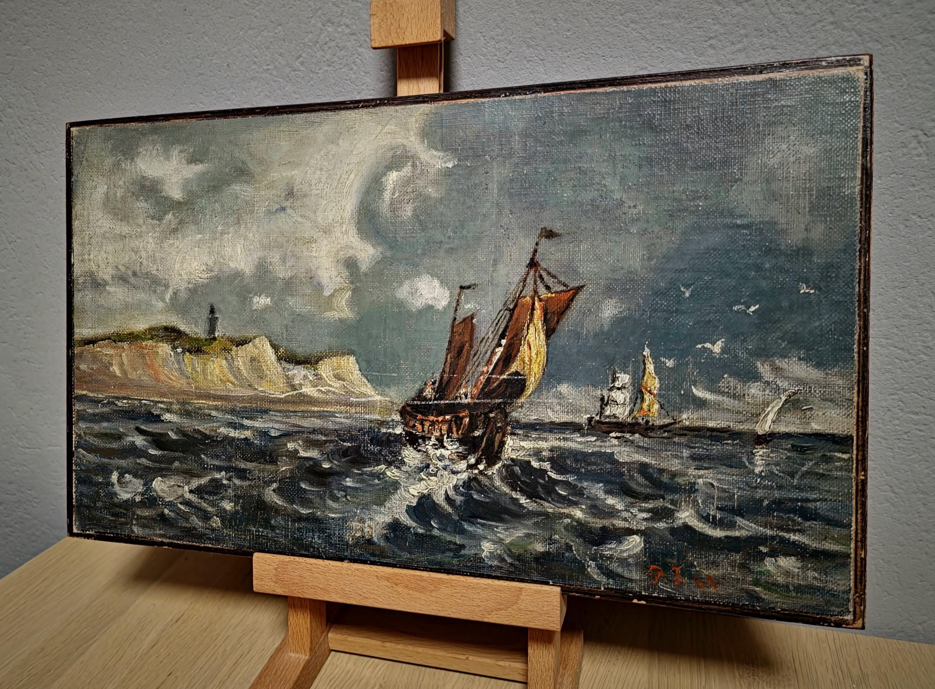 アンティーク　絵画 Antique Marine Oil Painting, 19th Century Sailing Ship, Original