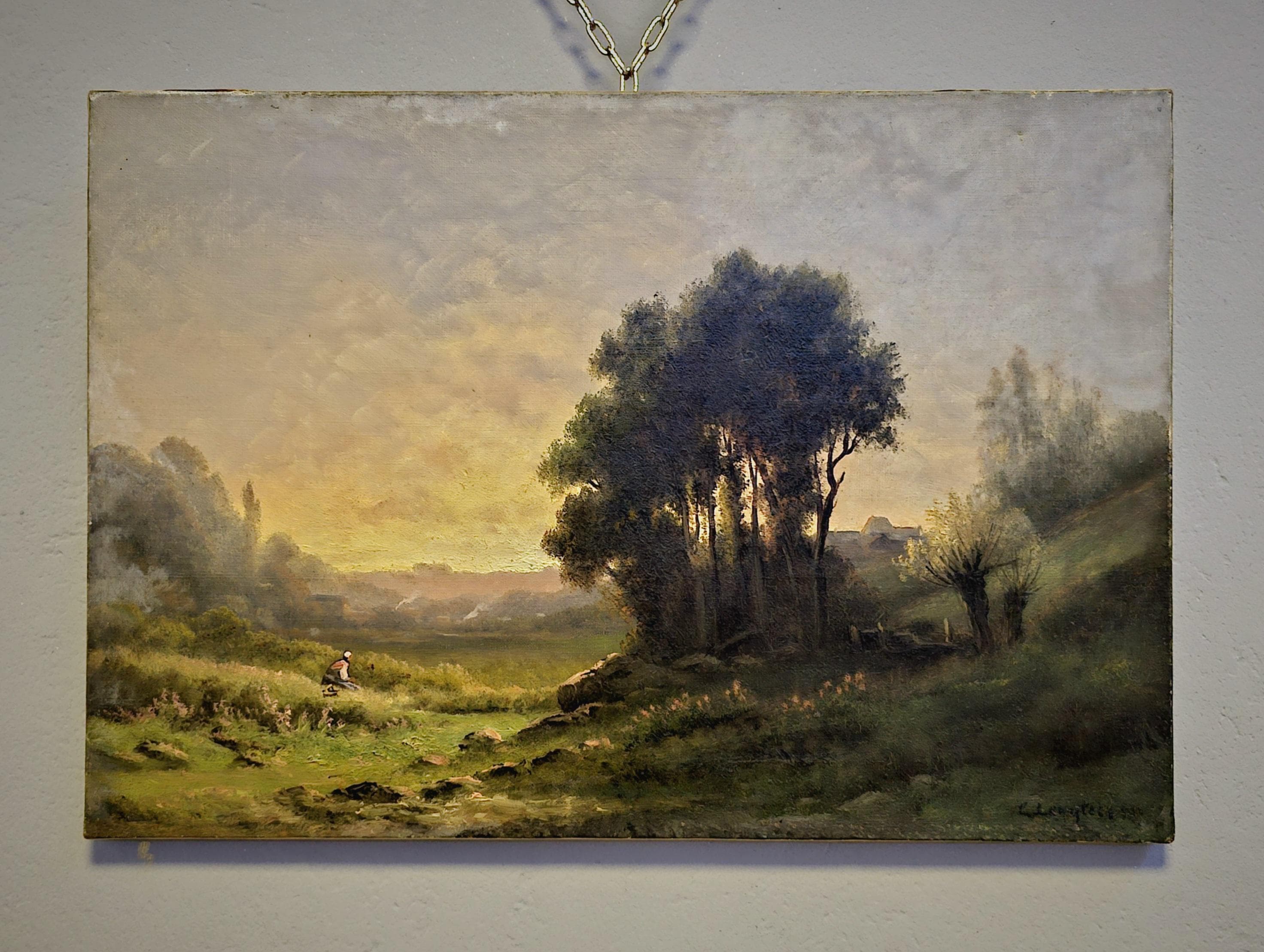 ピエールロネット 風景画 油彩画 署名あり アンティーク 油絵・油彩画