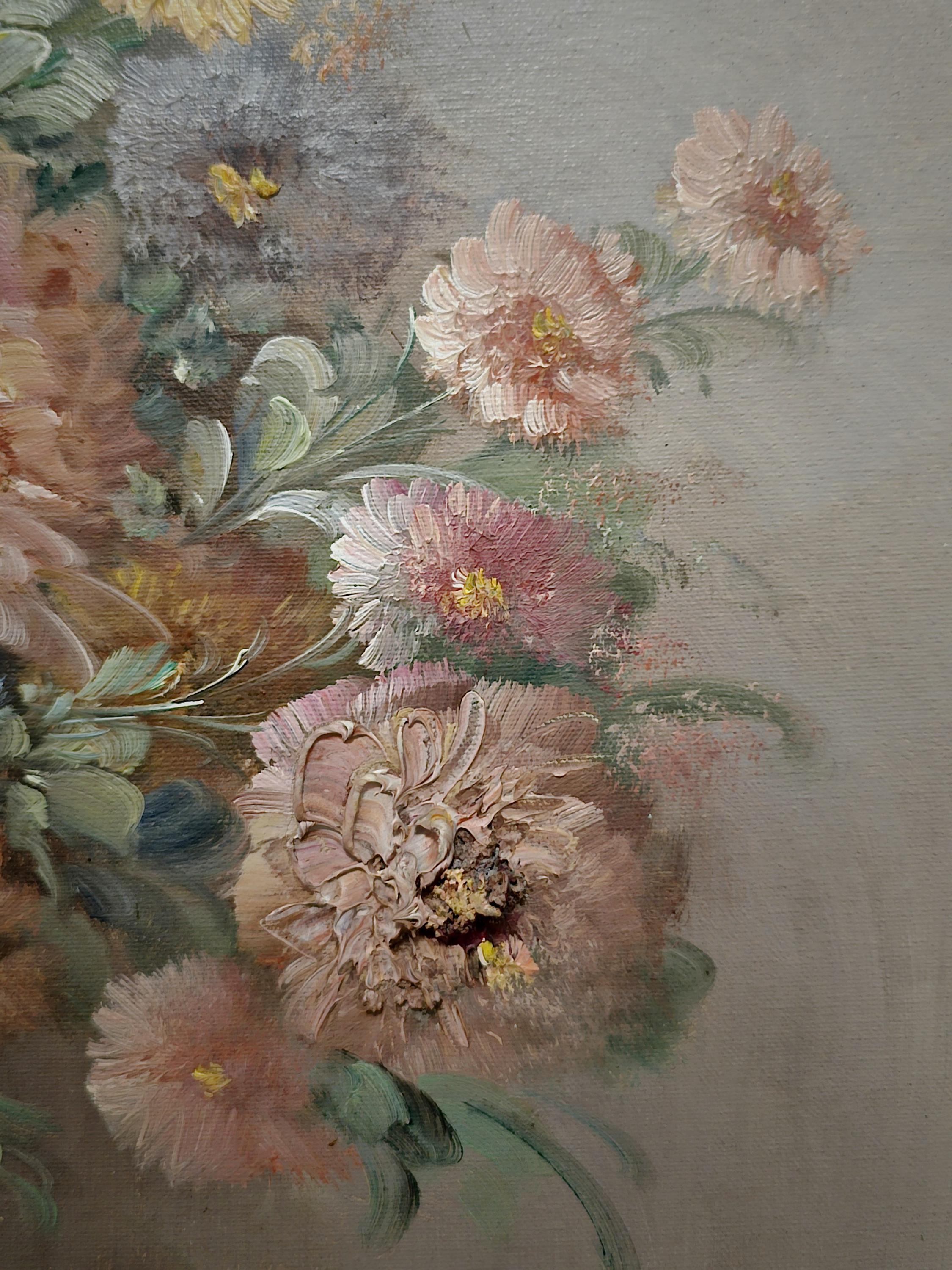 Vintage Large French Floral Oil Painting, Still Life Artwork