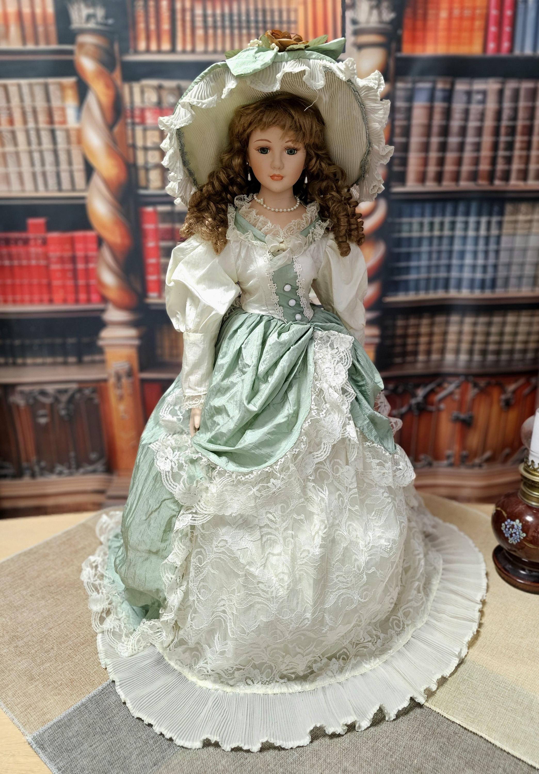 Large Vintage French Porcelain Doll, Victorian Lady Figurine
